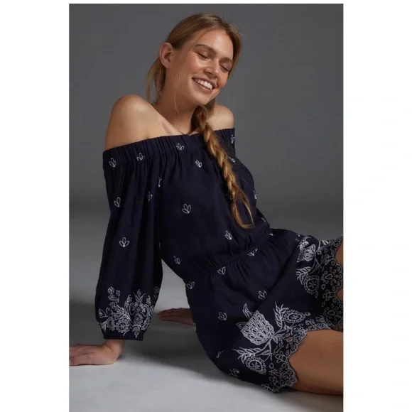 FARM Rio Navy Off-Shoulder Jumpsuit - Picture 3 of 14